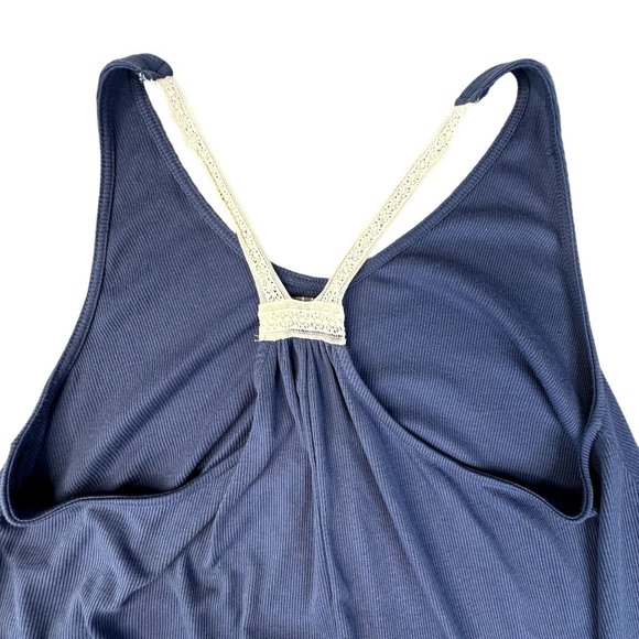 Umgee Woman's Tunic Sleeveless Top Size Small Oversized Blue with Lace - Picture 3 of 7
